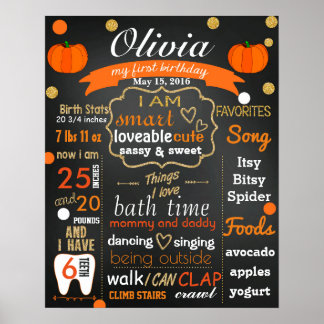 Herbst Erste Geburtstagskreide Poster