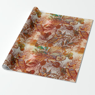 Herbst-Eule-Herbst-Vintage Geschenkpapier