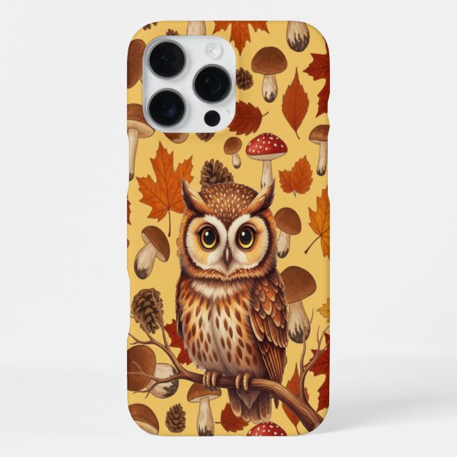Herbst-Eule und Blätter iPhone Hülle (Rückseite)