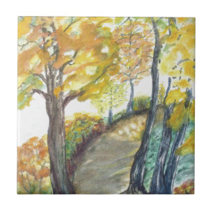Herbst-Fall-Baum verlässt Kunst-Malerei-Schicksal Fliese