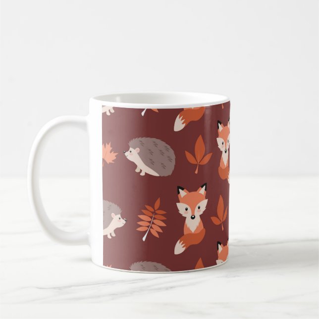 Herbst-Fall-Igel und Fox-Tasse Kaffeetasse (Links)