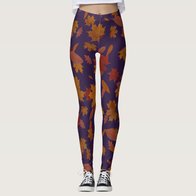 Herbst-fallendes Blätter auf kundenspezifischem Leggings (Vorderseite)