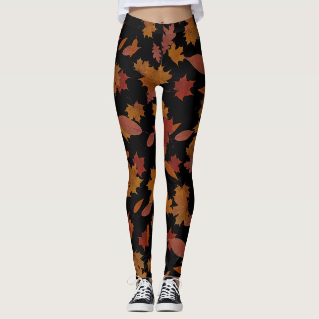 Herbst-fallendes Blätter auf kundenspezifischem Leggings (Vorderseite)