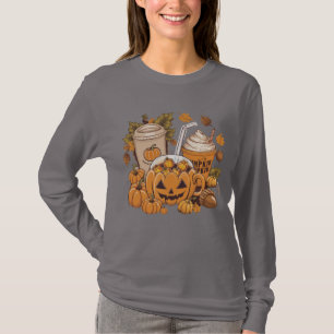 Herbst Familie Halloween Erntedankfest Niedlich He T-Shirt
