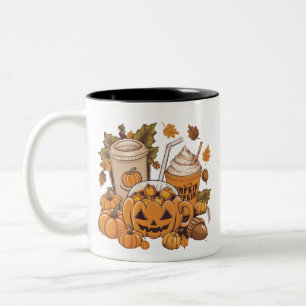 Herbst Familie Halloween Erntedankfest Niedlich He Zweifarbige Tasse