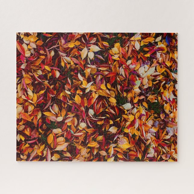 Herbst-Farb-Blattwerk-Blätter-Foto-Hart  Puzzle (Horizontal)