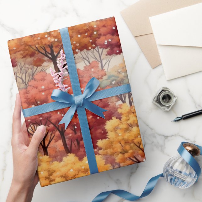 Herbst farbenfrohe Bäume Geschenkpapier (Schenken)