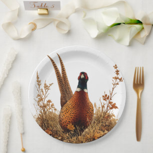 Herbst-Fasan-Ölgemälde  Pappteller
