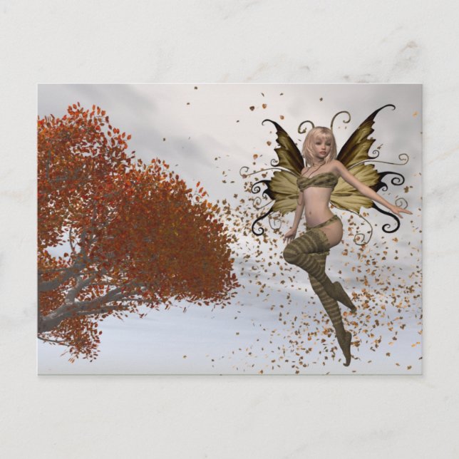 Herbst Fee Design 1 - Fantasy Postcard Postkarte (Vorderseite)