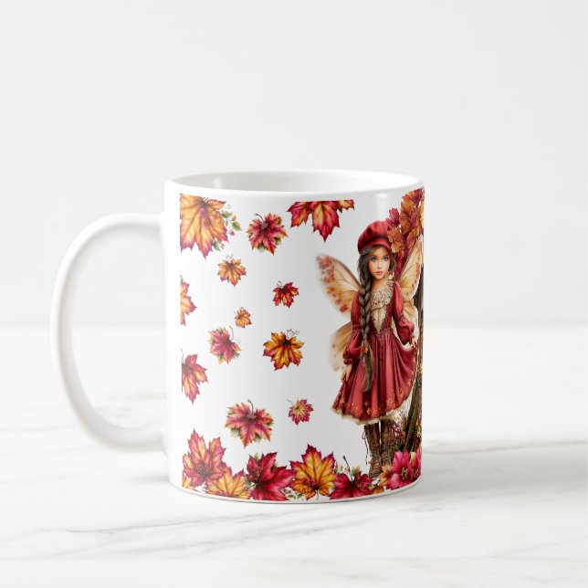 Herbst-Feencottage mit Waldfeen Kaffeetasse (Links)