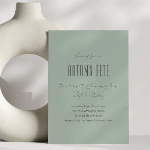 Herbst-Fête-Minimalist 21. Geburtstagsfeier Salbei Einladung