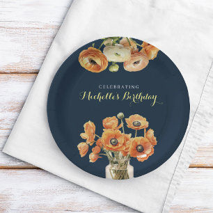 Herbst Fete Orange Blume Geburtstagsparty Pappteller