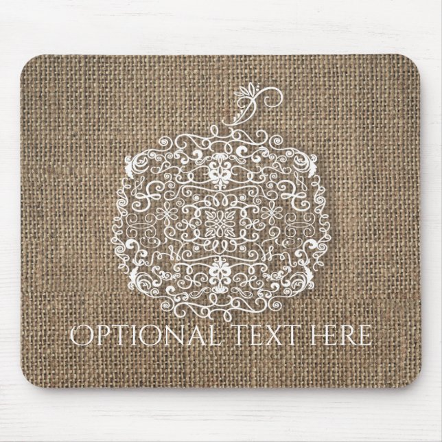 Herbst-Filigran-Kürbis & Jute Rustikales Aussehen Mousepad (Vorne)
