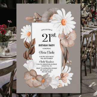 Herbst Floral 21. Geburtstag Party Einladung