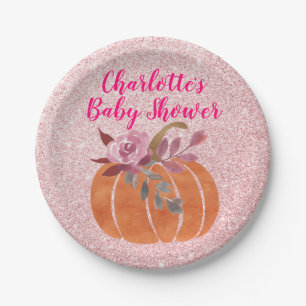 Herbst Floral Pumpkin Baby Dusche Rose Gold Pappteller