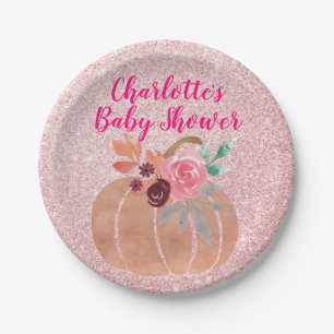 Herbst Floral Pumpkin Baby Dusche Rose Gold Pappteller