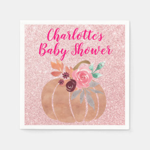 Herbst Floral Pumpkin Baby Dusche Rose Gold Serviette