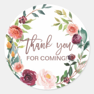 Herbst Floral Rose Gold Light Vielen Dank Runder Aufkleber