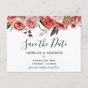 Herbst Floral terracotta Save the Date Postkarte