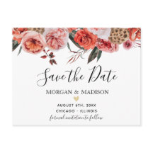 Herbst Floral terracotta Save the Date Postkarte