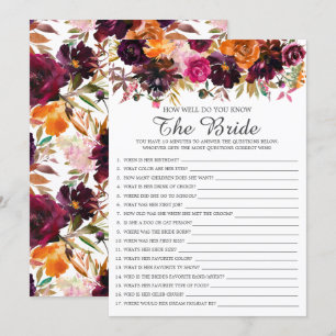 Herbst floral wie gut kennen Sie das Bride-Spiel Einladung