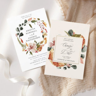 Herbst florale elegante Veränderung Datum Einladun Einladung