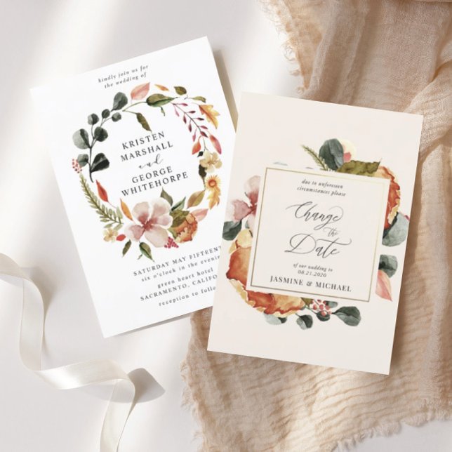 Herbst florale elegante Veränderung Datum Einladun Einladung (Von Creator hochgeladen)