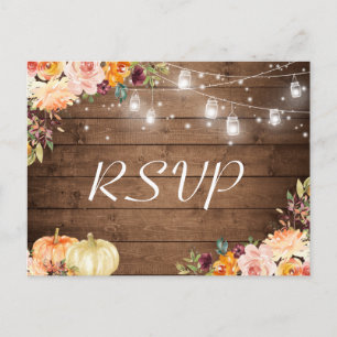 Herbst florale Mason Jar Lights Rustikale Hochzeit Einladungspostkarte