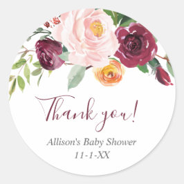 Herbst florale rot Rosa burgundy Gefallen Vielen D Runder Aufkleber