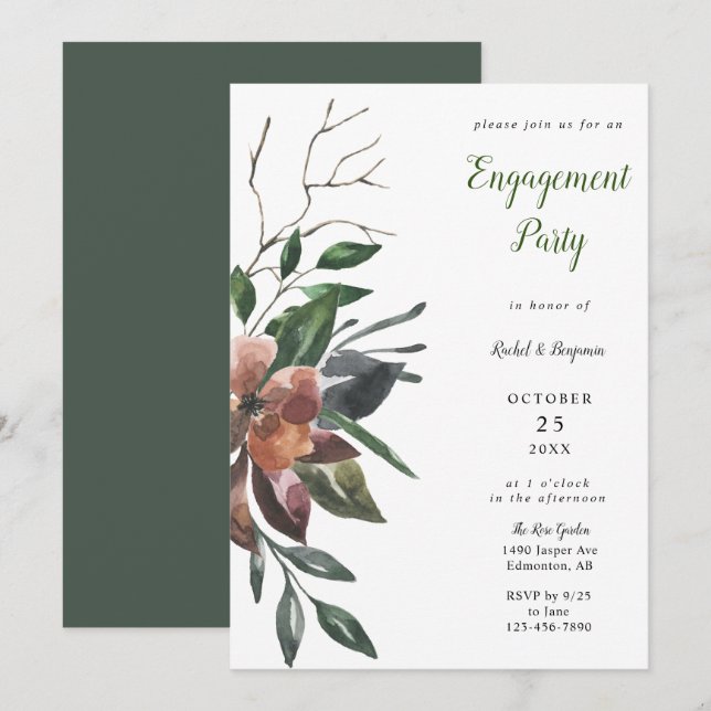 Herbst florales Engagement Party Herbst Weinrost Einladung (Vorne/Hinten)
