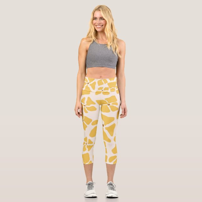Herbst florales Hochwaisted Capris (Vorderseite)