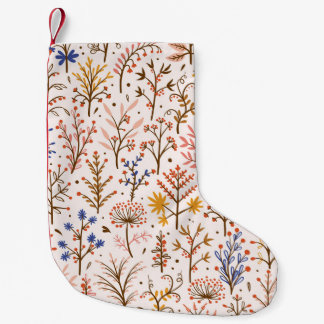Herbst florales nahtloses Muster. Doodle-Pflanze,  Kleiner Weihnachtsstrumpf
