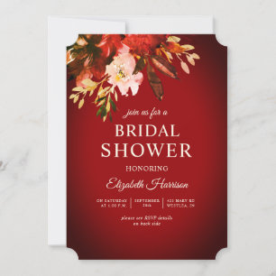 Herbst florales verbranntes Rotes Brautparty Einladung