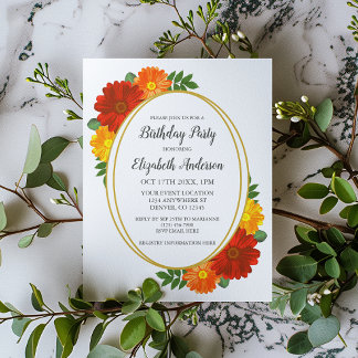 Herbst Florals Geburtstag Folieneinladung