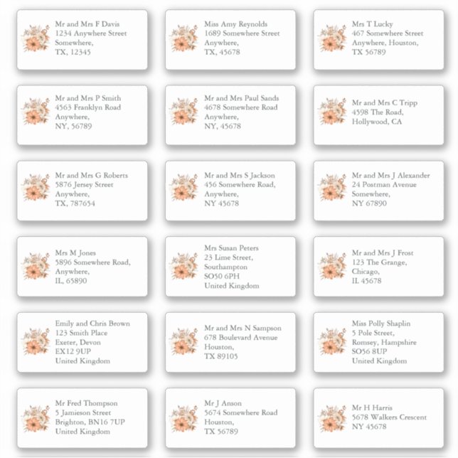 Herbst Florals Name des Empfängers Aufkleber (Vorderseite)
