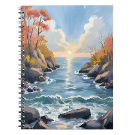 Herbst-Fluss-Sonnenlicht-Herbstlandschaft-Aquarell Notizblock