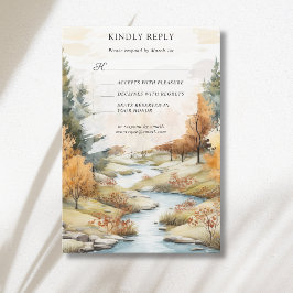 Herbst-Fluss-Wald-Landschaft-Hochzeit RSVP Karte