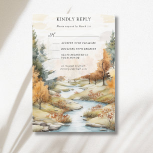 Herbst-Fluss-Wald-Landschaft-Hochzeit RSVP Karte