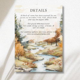 Herbst-Fluss-Wald-Landschaft-Hochzeitsdetails Begleitkarte