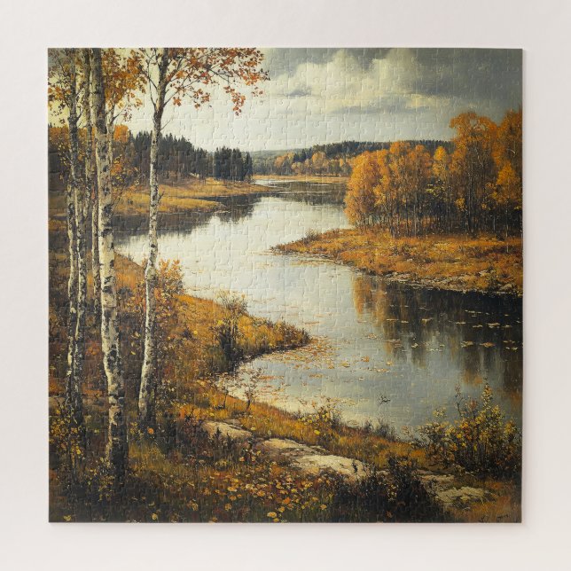 Herbst-Flusslandschaft Puzzle (Vertikal)