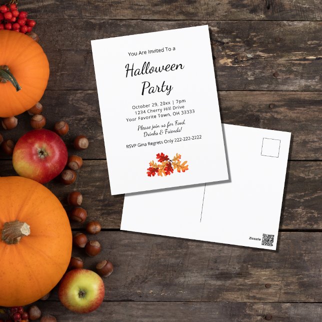 Herbst-Foliage Elegantes Herbst-Halloween-Party Postkarte (Von Creator hochgeladen)