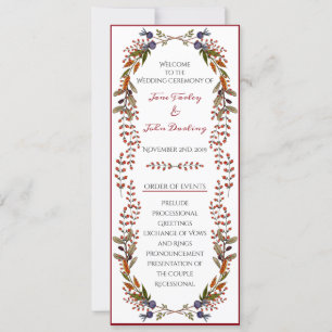 Herbst-Foliage-Hochzeitsprogramm Einladung
