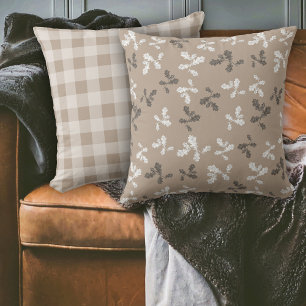 Herbst-Folien Blätter Braunes Kariertes Muster Kissen