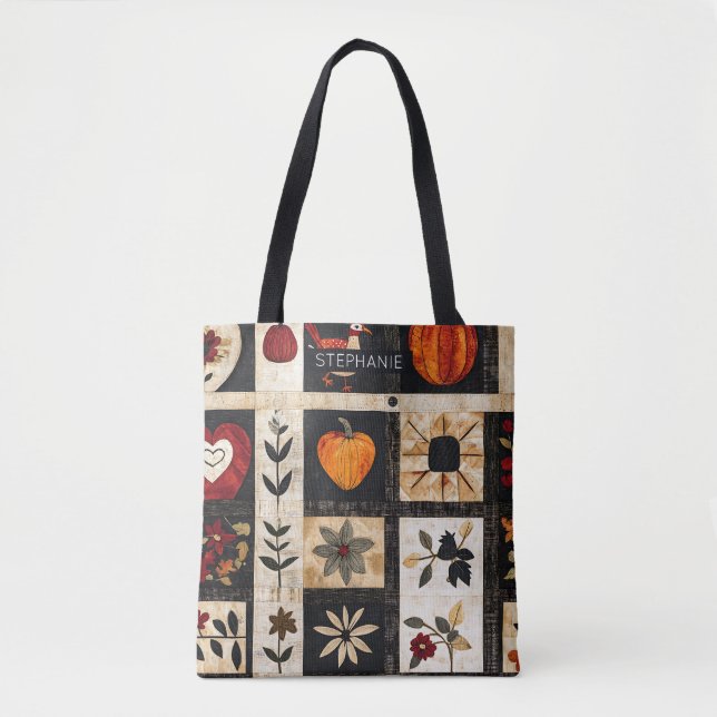 Herbst Folk Art Quilt Muster | rustikal (Vorderseite)