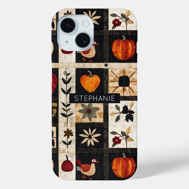 Herbst Folk Art Quilt Muster | rustikal Case-Mate iPhone Hülle (Rückseite)