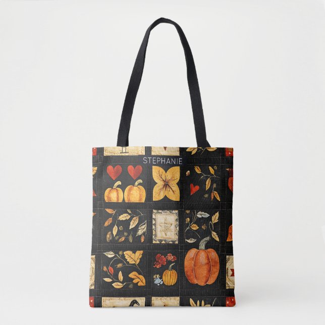 Herbst Folk Art Quilt Muster | Rustikales Patchwor (Vorderseite)