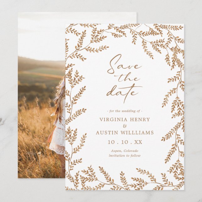 Herbst-Foto-Hochzeit - Termin vormerken Save The Date (Vorne/Hinten)