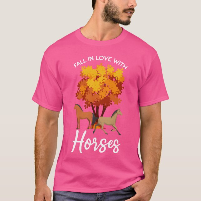 Herbst Frauen Herbstpferde lustig T-Shirt (Vorderseite)