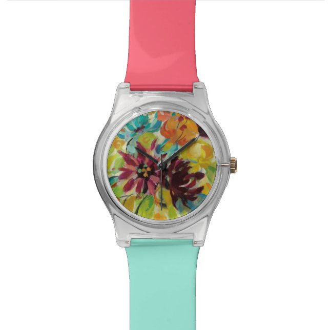 Herbst-Freude-Blumen Armbanduhr (Nahaufnahme)