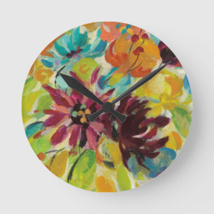 Herbst-Freude-Blumen Runde Wanduhr